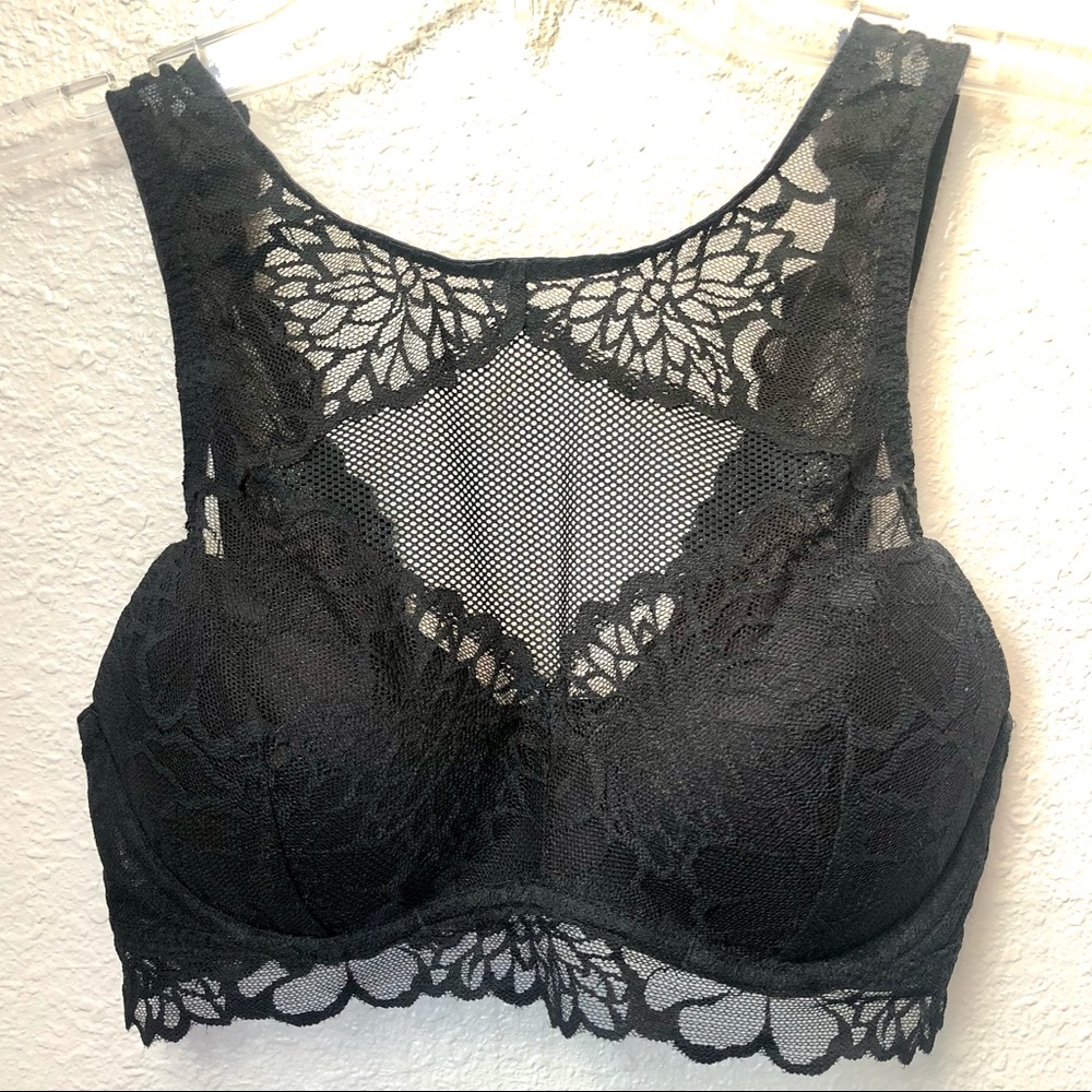 VS Pink Copy Black Lace Bralette Small
